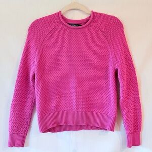 Ralph Lauren 100% Cotton Knit Hot Pink Magenta Pullover Sweater Size Small